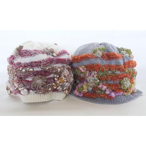 Ｍ．＆ＫＹＯＫＯ　刺繍ニット帽　お花モチーフがアクセントのワッチタイプ