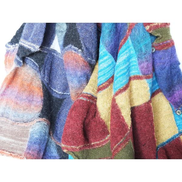 Ｍ．＆ＫＹＯＫＯ　グラデーションモヘヤボタン付きストール　モヘヤのニットストール