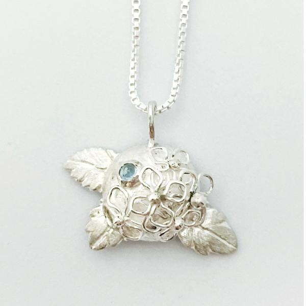 紅女　紫陽花シルバーペンダント（アクアマリン）