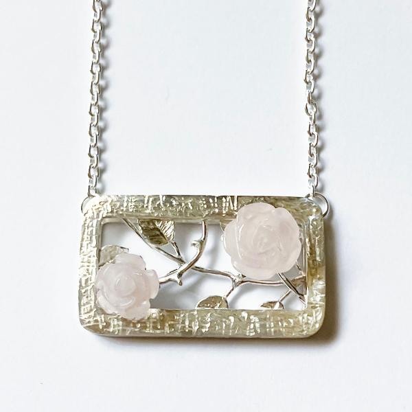 紅女　ROSEシルバーロングペンダント（ローズクォーツ）