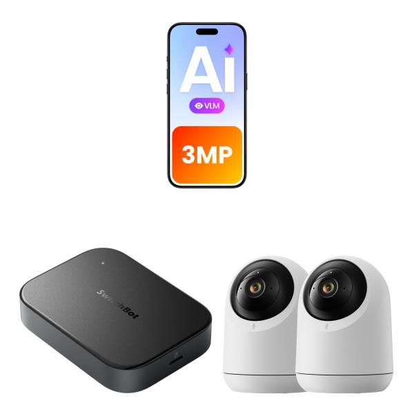 SwitchBot AI ハブ 見守りカメラPlus 3MP 2個セット VLM搭載 スマート中枢 ...