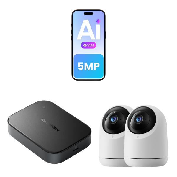 SwitchBot AI ハブ 見守りカメラPlus 5MP 2個セット VLM搭載 スマート中枢 ...