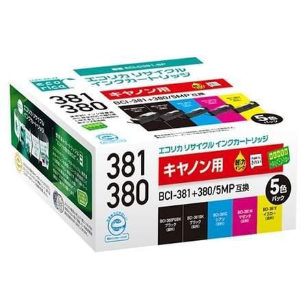 キャノンインク（リサイクルインク／エコリカ製）BCI-381+380/5MP (BCI-380PGB...