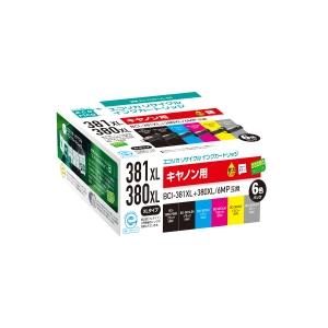 キャノンインク（リサイクルインク／エコリカ製）BCI-381XL+380XL/6MP (６色セット)...