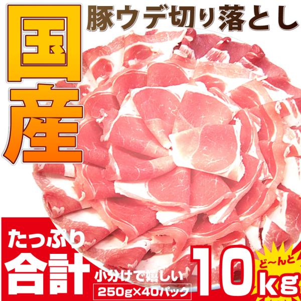 豚肉 スライス ウデ 切り落とし 国産 10kg 250g×40 メガ盛り うで 炒め物 豚 肉