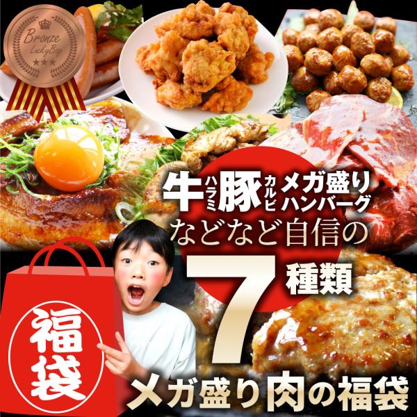 2024 肉の福袋 ブロンズ メガ盛り 総重量2.25kg（7種 食べ比べ) 牛肉 焼肉セット 焼肉...