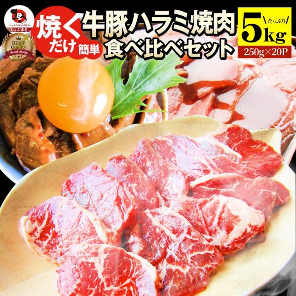 ハラミ 食べ比べ 牛肉 豚肉 焼肉 5kg 250g× 20P メガ盛り 赤身 はらみ バーベ キュ...