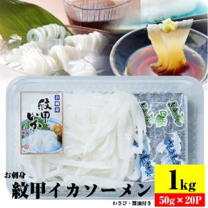 お刺身 紋甲イカソーメン 20個セット50g×20 わさび 醤油付き 魚 刺身 いか いかそうめん おかず 爆買