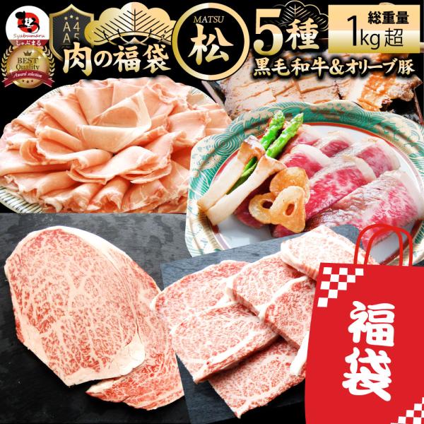 肉 福袋 黒毛和牛入り 肉の福袋 「松福袋」凍眠 テクニカン 牛肉 食品 メガ盛り 総重量1kg超 ...
