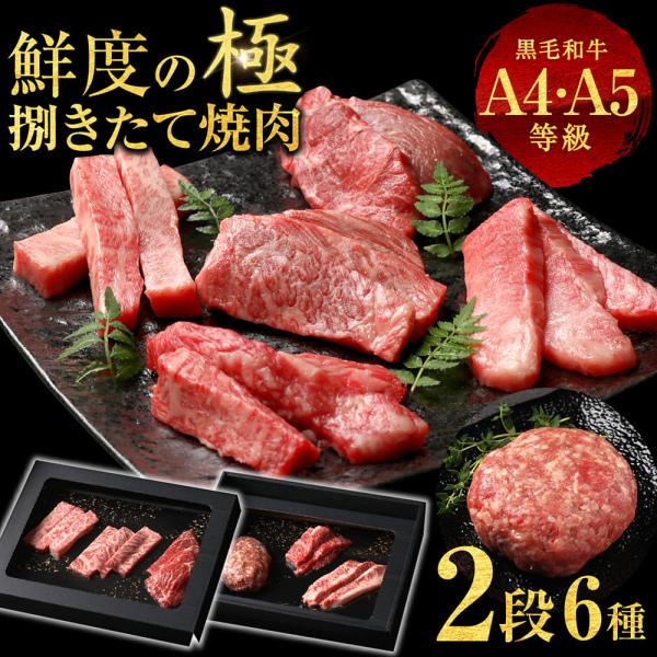 和牛 ギフト 父の日 御中元 6種2段 焼肉 ギフト 特選 黒毛和牛 牛肉 A4 A5 肉 ハンバー...