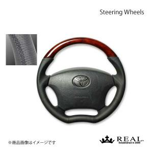 REAL レアル ステアリング TOYOTA/トヨタ ランクル 100系 後期 オリジナルシリーズ ガングリップ ブラウンウッド ブラック ユーロステッチ｜syarakuin-shop