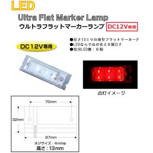 マーカーランプ LED6 ウルトラフラットマーカーランプ　DC12v専用　レッド（クリアーレンズ仕様）No.534606｜syarunet