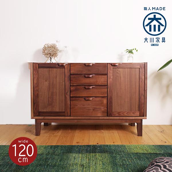 キャビネット サイドボード リビングボード おしゃれ 北欧 幅120 コンパクト 木製 収納 完成品...