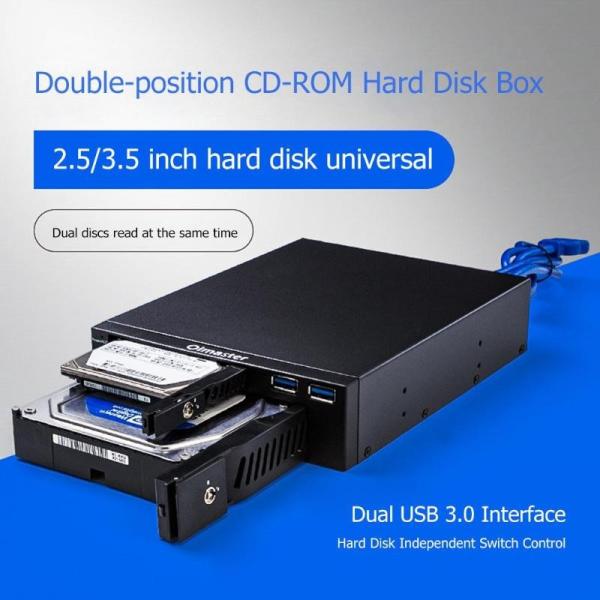 デスクトップ 5.25インチベイ内蔵タイプ 2.5/3.5インチ SSD/ハードディスクボックス&amp;a...