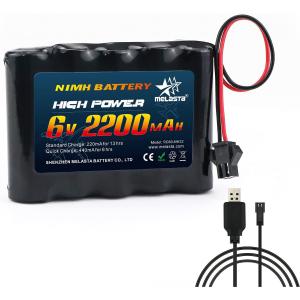 ラジコン 飛行機 平型 Ni-MH ニッケル水素 バッテリー 6V 2000mAh SM-2P プラグ USB充電ケーブル付き｜synergy2