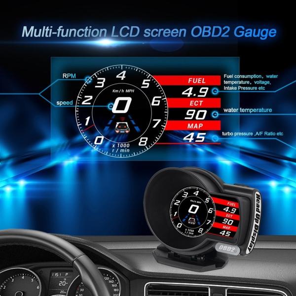 多機能 HUD OBD メーター 液晶 スクリーン ヘッドアップディスプレイ デジタルメーター
