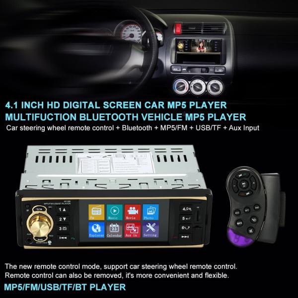 4.１インチTFT液晶スクリーン Bluetooth ハンズフリー カーステレオ MP3 動画プレー...