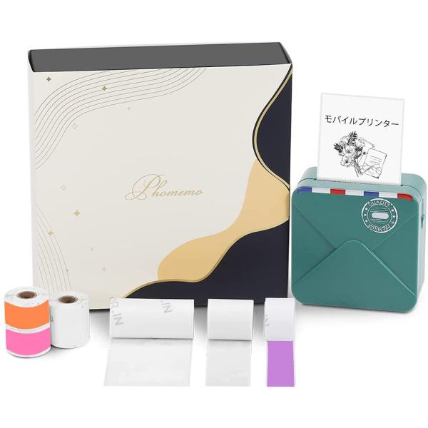 スマホ対応 Bluetooth接続 ミニ サーマルプリンター 300dpi モノクロ フォトプリンタ...