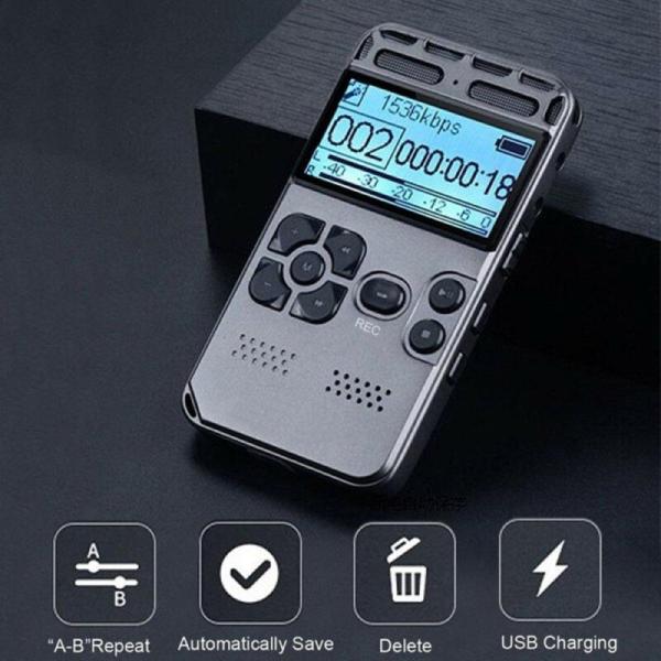 薄型ボイスレコーダー MP3音楽プレーヤー ボイスアクティベーション ノイズリダクション 8GB