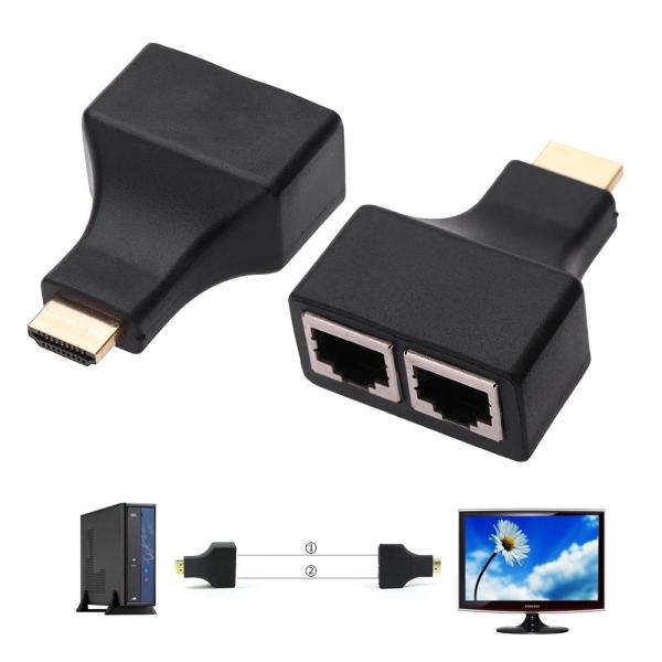 HDMI デュアル RJ45 CAT5E CAT6 1080P 30m エクステンダー リピーター ...