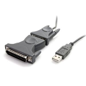 USB-RS232Cシリアル変換ケーブル (DB9-DB25変換コネクタ付き) 1x USB A オス-1x DB-9(D-Sub 9ピン) オス シリアルコンバータ/変換アダプタ ICUSB232DB25｜synnex-outlet