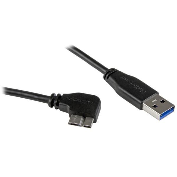 StarTech.com Micro USB 3.0 スリムケーブル 0.5m L型右向きマイクロU...