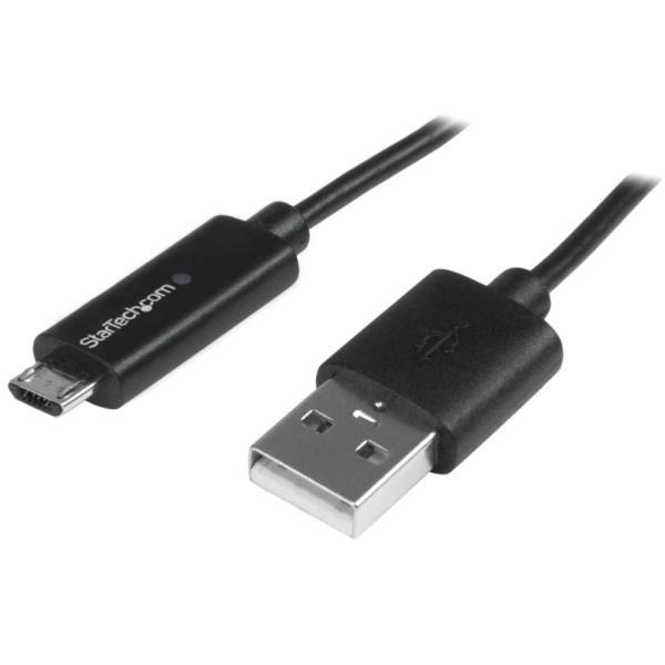 StarTech.com 1m Micro USB 充電ケーブル (充電お知らせLEDライト付き) ...