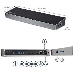 USB 3.0接続ドッキングステーション Mac/Windows対応 モニター3台接続対応 2x DisplayPort/1x HDMI 5x USB 3.0ポート USB3DOCKH2DP
