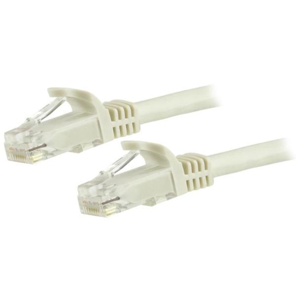 7m カテゴリー6 LANケーブル ホワイト RJ45モールディングコネクタ(ツメ折れ防止カバー付き...