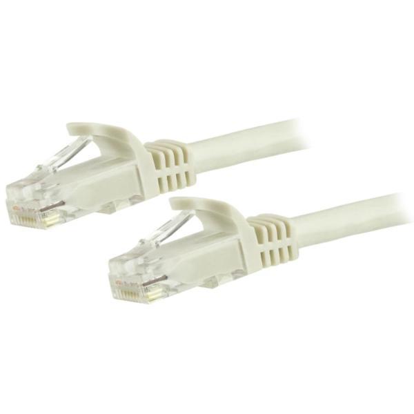 0.5m カテゴリー6 LANケーブル ホワイト RJ45モールディングコネクタ(ツメ折れ防止カバー...