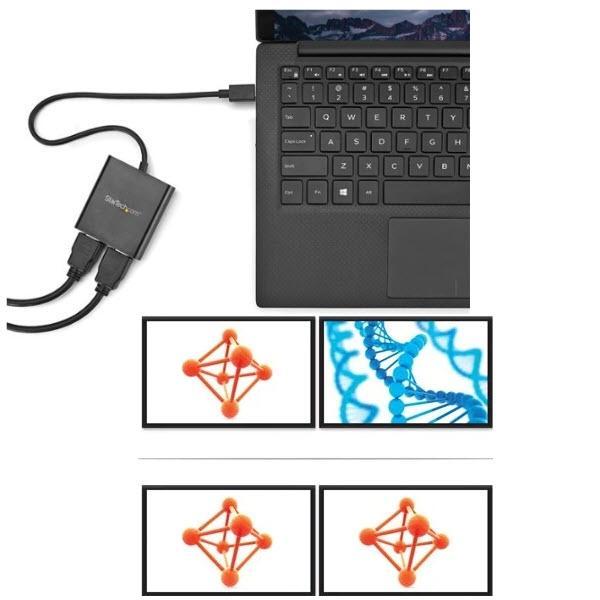 StarTech.com USB-C-2x HDMI 変換アダプター/ 分配器 MSTCDP122H...