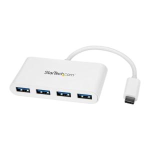 StarTech.com USB-C接続4ポートUSB 3.0ハブ USB Type-C - 4x USB-A USBバスパワー対応 ホワイト HB30C4ABW｜synnex-outlet