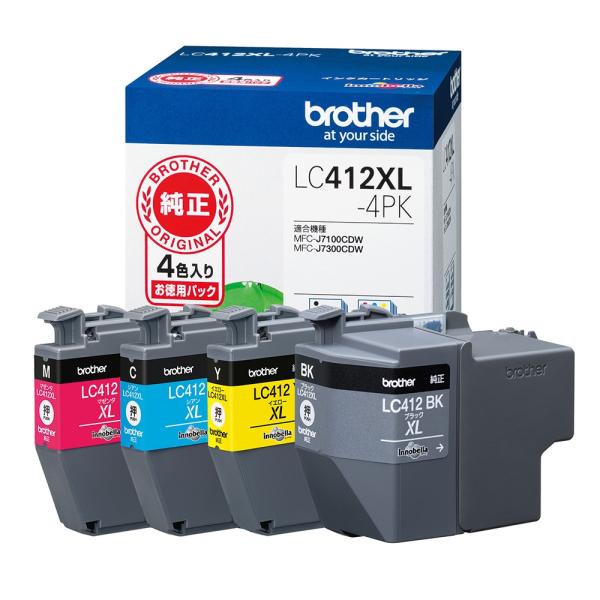 ブラザー brother 純正 インクカートリッジ4色パック(大容量) LC412XL-4PK