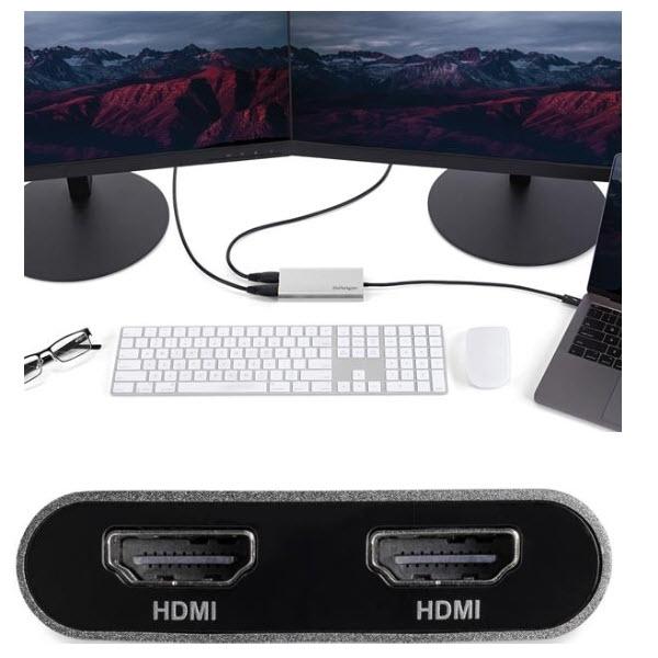 StarTech.com Thunderbolt 3 - 2ポートHDMI変換アダプタ 4K/60H...