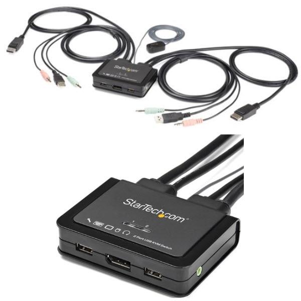 StarTech.com ケーブル一体型 2ポートUSB DisplayPort KVMスイッチ 4...