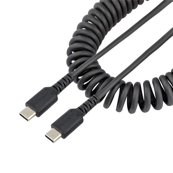 StarTech.com 高耐久USB-C ケーブル 50cm コイル(伸縮)型 R2CCC-50C...