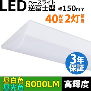 3年保証 LEDベースライト 50W 8000lm 蛍光灯 40W形2灯相当 逆富士型 器具一体型 直管 天井直付 高輝度 昼白色 昼光色 照射角度180° 薄型 送料無料 同梱不可｜syo-ene-shopping