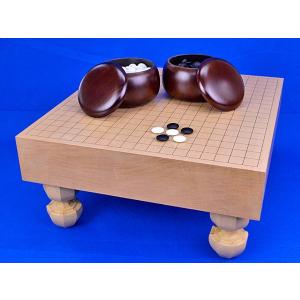 囲碁セット 新かや5寸足付碁盤セット(蛤碁石25号・栗碁笥大)【囲碁将棋