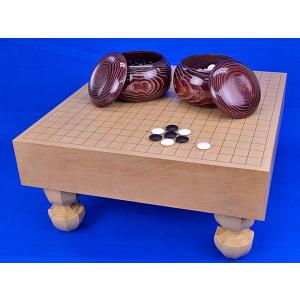 囲碁セット 新桂3寸足付碁盤セット(蛤碁石28号・桜碁笥大)【囲碁将棋