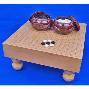 囲碁セット 新かや5寸足付碁盤セット(蛤碁石25号・栗碁笥大)【囲碁将棋