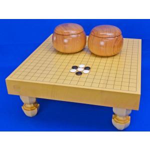 囲碁セット 新かや5寸足付碁盤セット(蛤碁石25号・栗碁笥大)【囲碁将棋