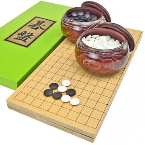 囲碁セット 新桂6号折碁盤セット(ガラス碁石竹・栗碁笥特大)【囲碁将棋