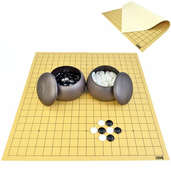 囲碁セット 将碁屋マット19路囲碁盤セット(プラ碁石)丸めて収納と携帯用入門用にも便利なマット式囲碁...