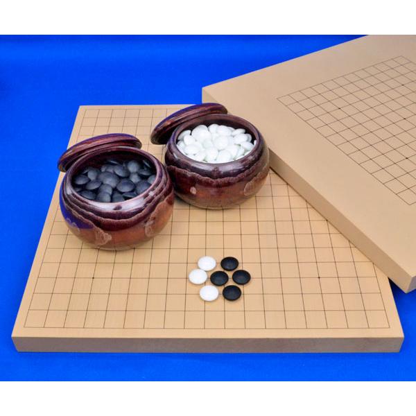 囲碁セット 13路19路両用新桂1寸卓上碁盤セット(ガラス碁石竹・栗碁笥特大)【囲碁将棋専門店の将碁...