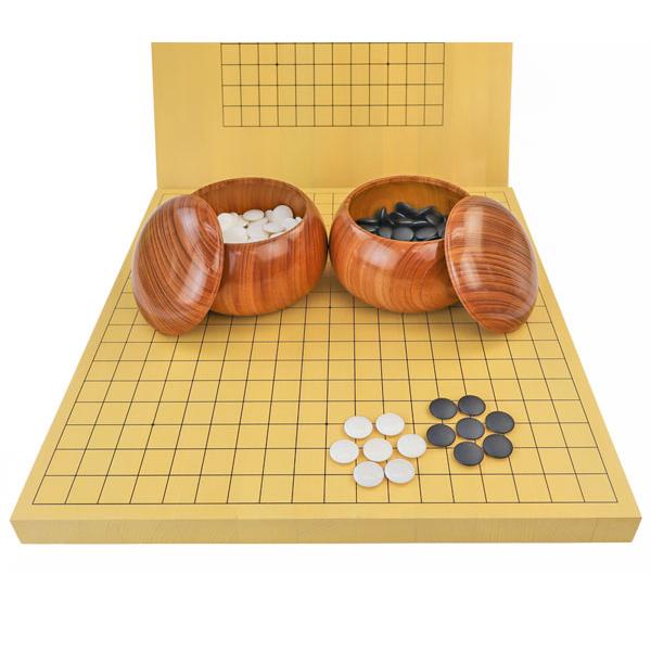 13路19路両用新かや1寸卓上碁盤セット(蛤碁石28号・欅特大)※13路19路両用で便利な1寸卓上囲...
