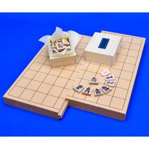 将棋セット　新桂1寸スライド将棋盤セット(木製将棋駒アオカ押し駒)