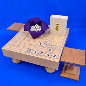 将棋セット 新桂2寸ハギ足付将棋盤セット(木製将棋駒楓漆書き...