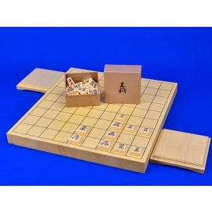将棋セット ヒバ1寸卓上将棋盤セット(プラ将棋駒王将)の商品画像