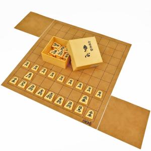 革柄の将碁屋マット将棋盤セット(プラ将棋駒歩心・駒台)　※少しおしゃれに将棋を楽しむシックな革柄のマット式将棋セット