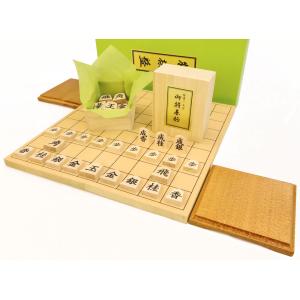 木製将棋セット 新桂5号折将棋盤セット(木製将棋駒楓一字押駒裏黒字成付・駒台)